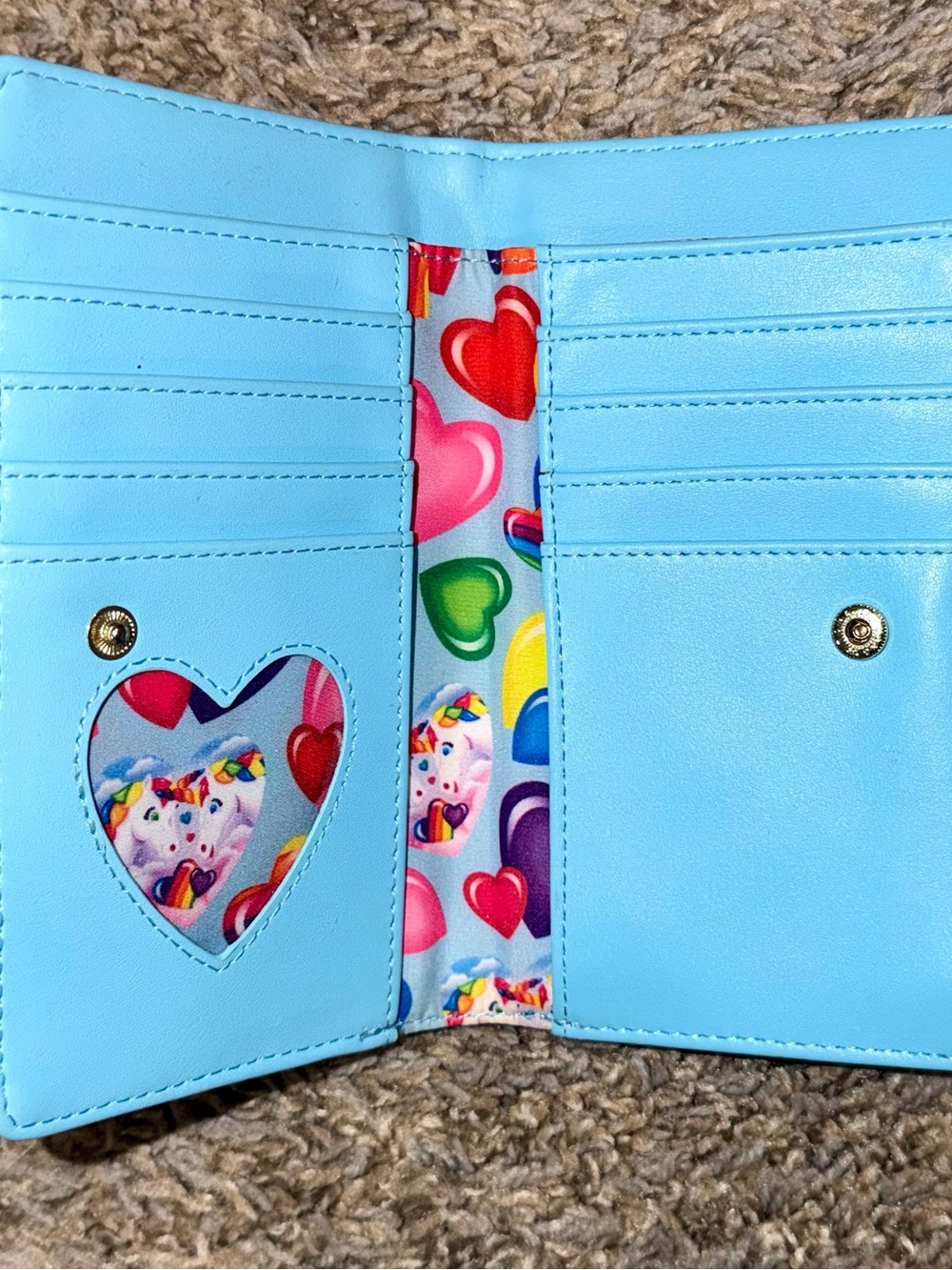 Loungefly Pink and Blue Rainbow Hearts Wallet - Picture 2 of 5